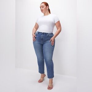 Good American Jeans Good Legs Crop Skinny Stretchy Minimal Distressing Size 16